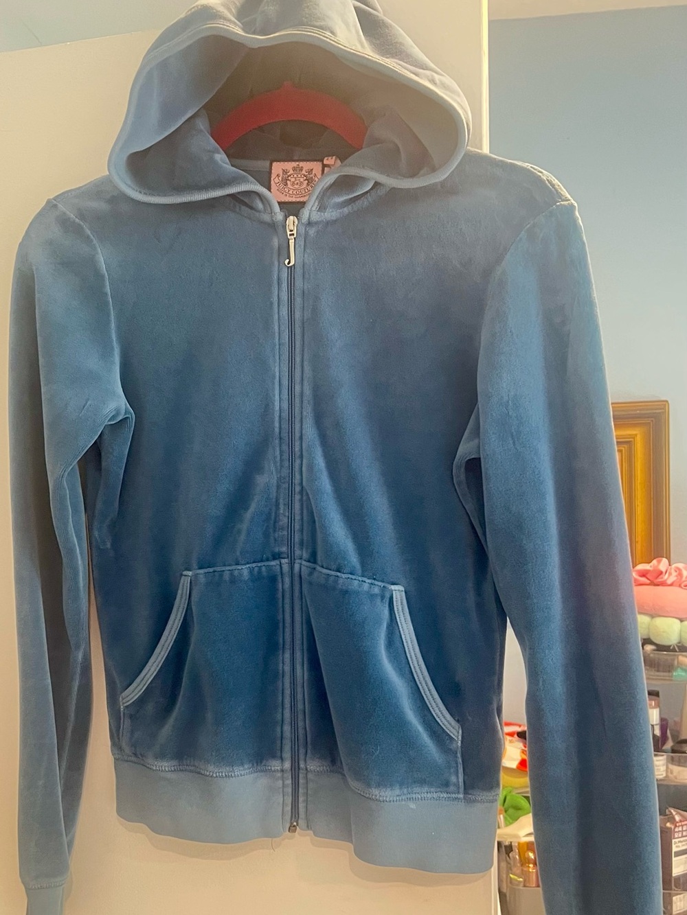 Vintage Y2K Juicy Couture Blue Velour Zip Hoodie